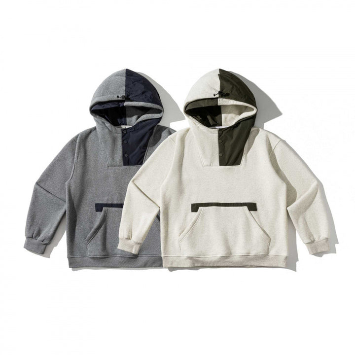 Unisex Oversize-Kapuzenpullover mit Kontrast‑Einsatz, Druckknopfleiste und Kängurutasche Echo Archiv