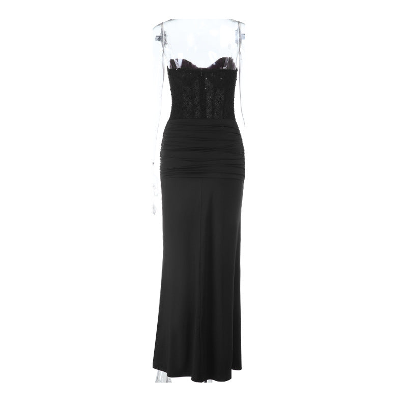 Damen schickes Maxikleid mit elegantem Bustier-Oberteil und gerafftem Rock Echo Archiv