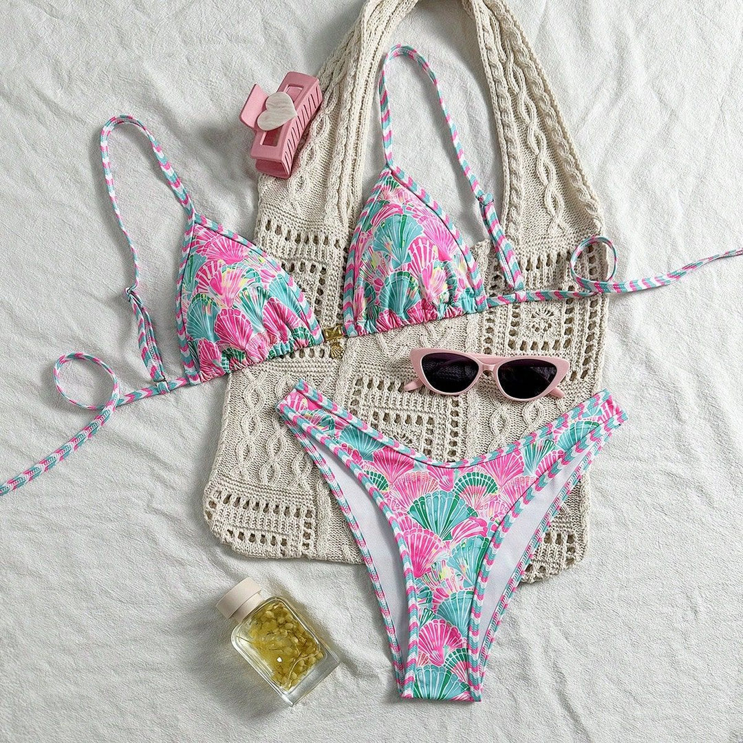 Damen Triangel-Bikini-Set mit trendy Muschel-Muster Echo Archiv