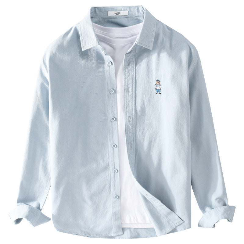 Herren Leichtes Hemd-Overshirt aus Baumwolltwill mit kleiner Figurenstickerei und kastigem Schnitt Echoarchiv