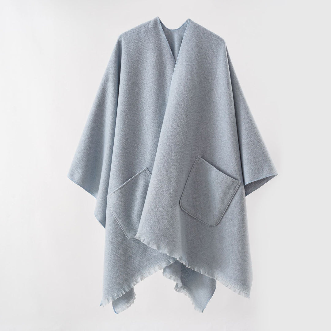 Damen Oversize-Capeponcho aus Wollmix mit Kapuze und Eingrifftaschen – Montévia