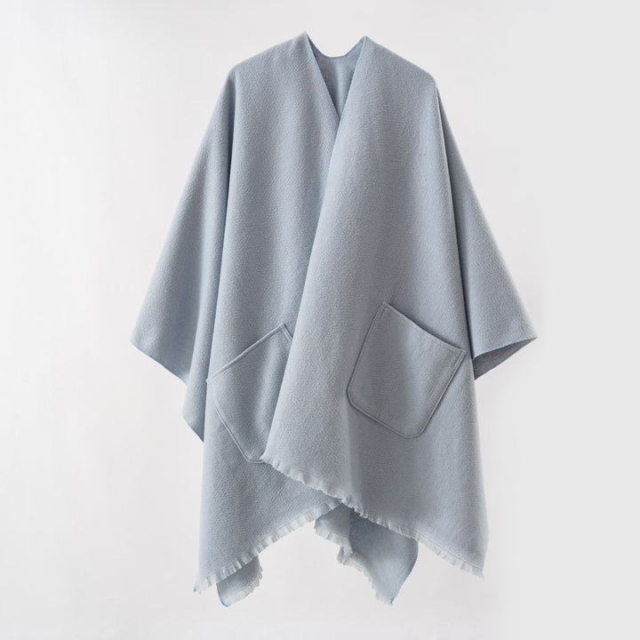 Damen Oversize-Capeponcho aus Wollmix mit Kapuze und Eingrifftaschen – Montévia