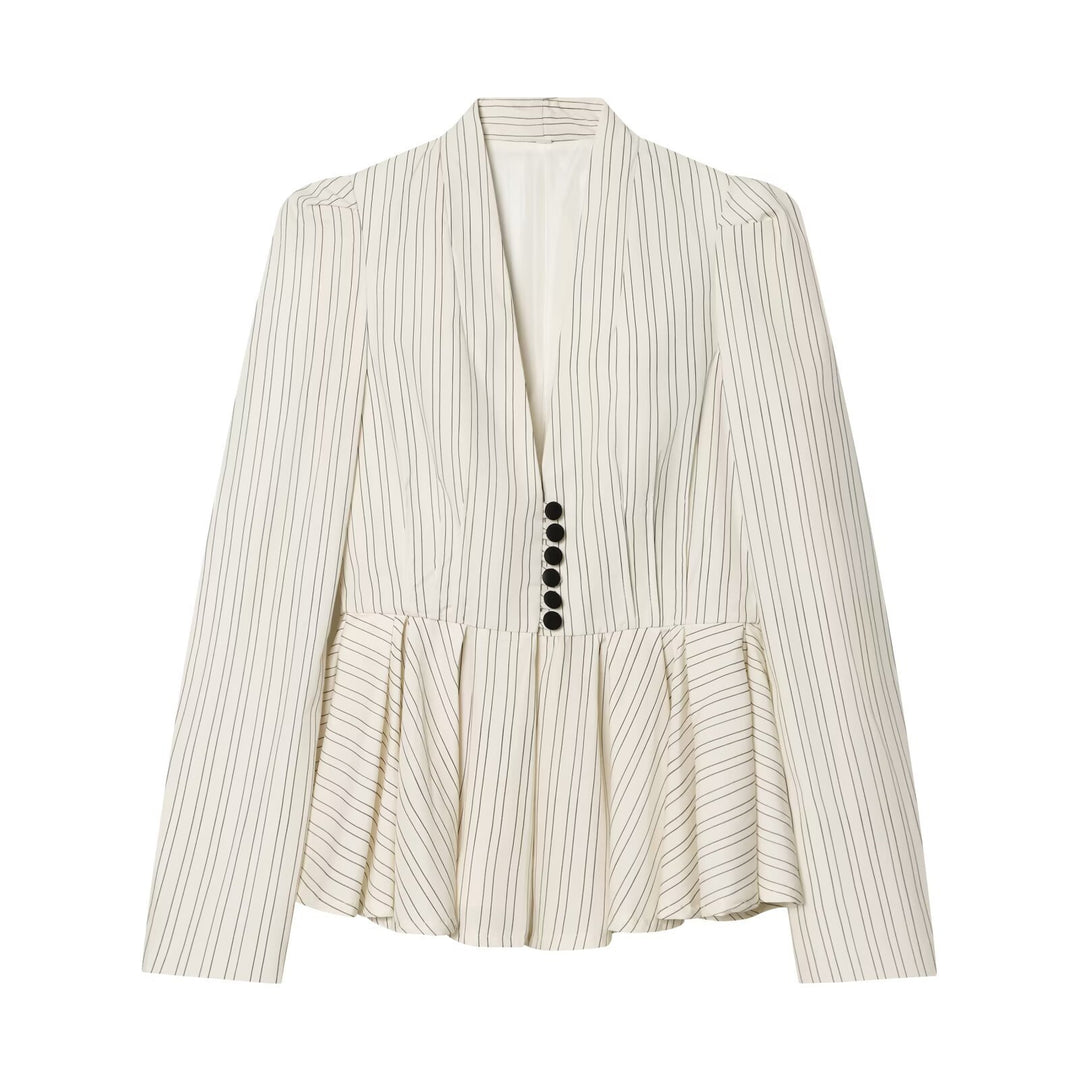 Damen Taillierter Nadelstreifen-Blazer mit Schalkragen und Schößchen Echo Archiv