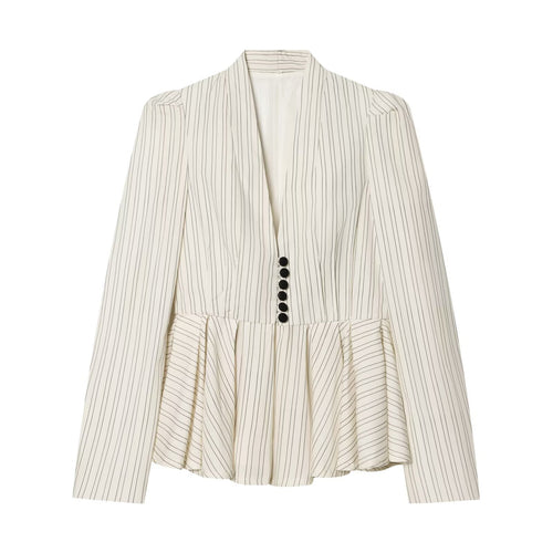 Damen Taillierter Nadelstreifen-Blazer mit Schalkragen und Schößchen Echo Archiv