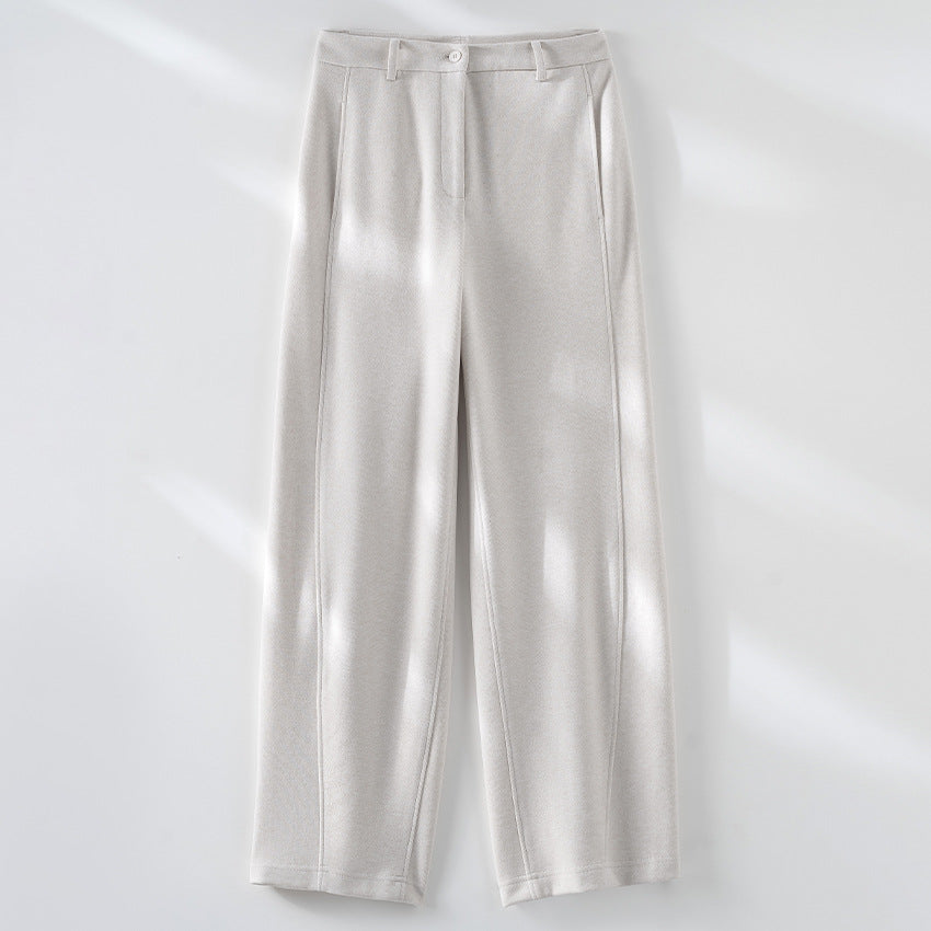Damen Elegante High‑Waist Palazzo-Stoffhose mit Bügelfalte und dekorativer Mittelnaht Echoarchiv