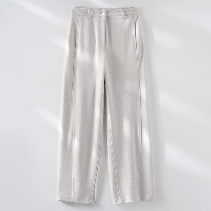 Damen Elegante High‑Waist Palazzo-Stoffhose mit Bügelfalte und dekorativer Mittelnaht Echoarchiv