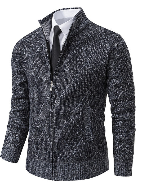 Herren Strickjacke mit modernem Zopfdesign und praktischem Reißverschluss Echoarchiv
