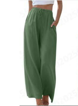 Damen weite Leinenhose mit elastischem Bund und praktischen Seitentaschen Echo Archiv