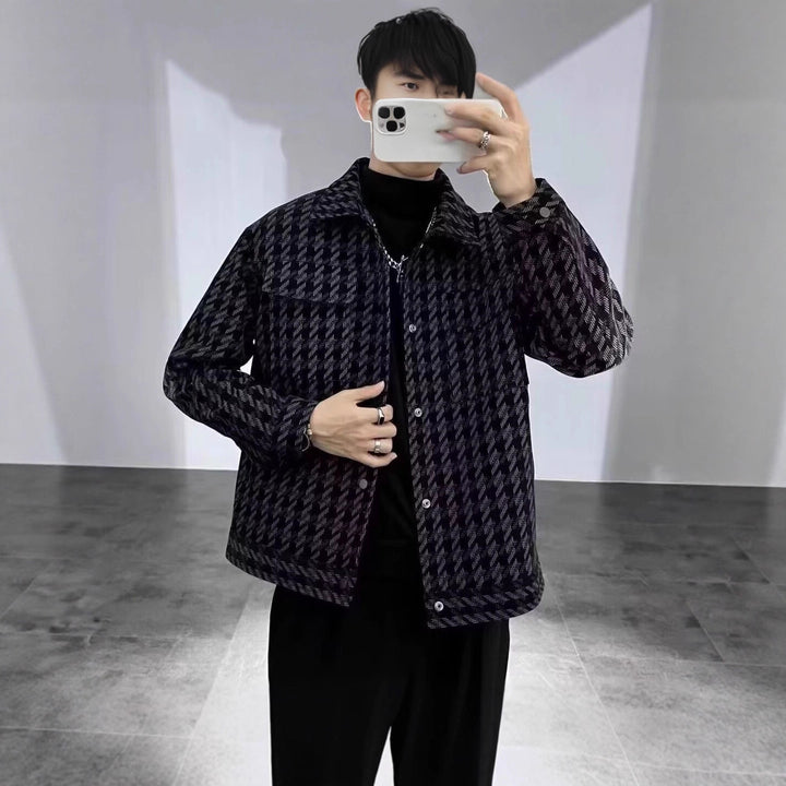 Herren Modische Houndstooth-Jacke Echoarchiv