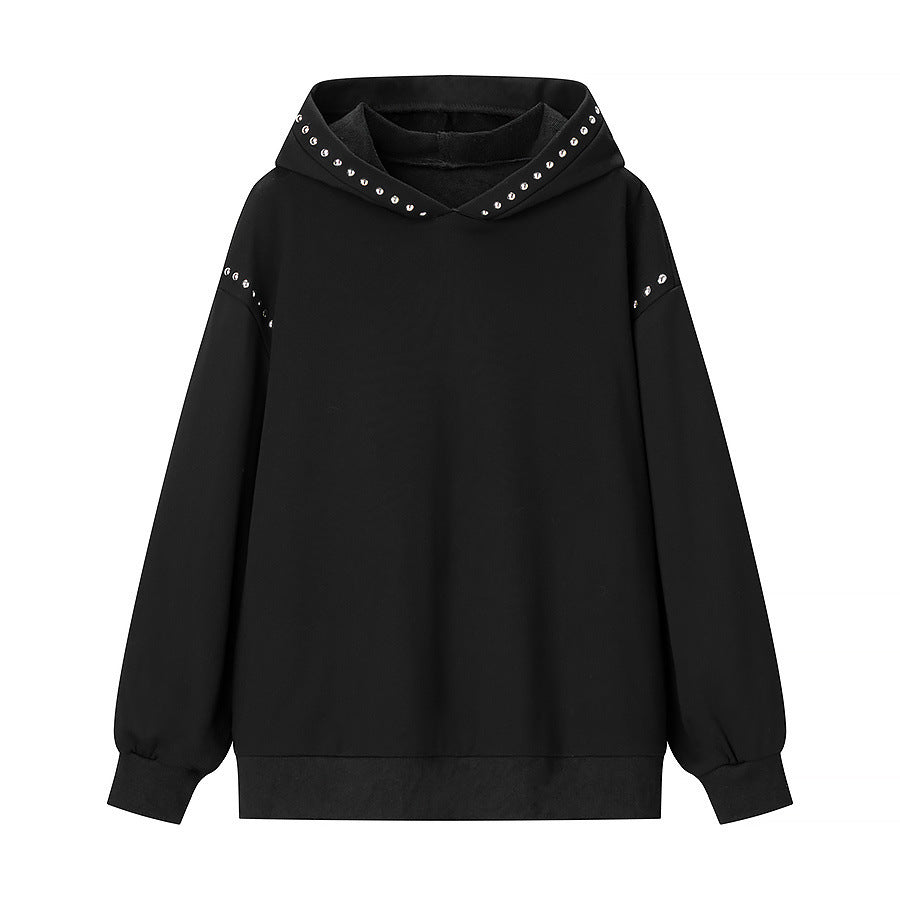 Damen Oversize-Kapuzenpullover mit Nietenbesatz und Ballonärmeln Echo Archiv