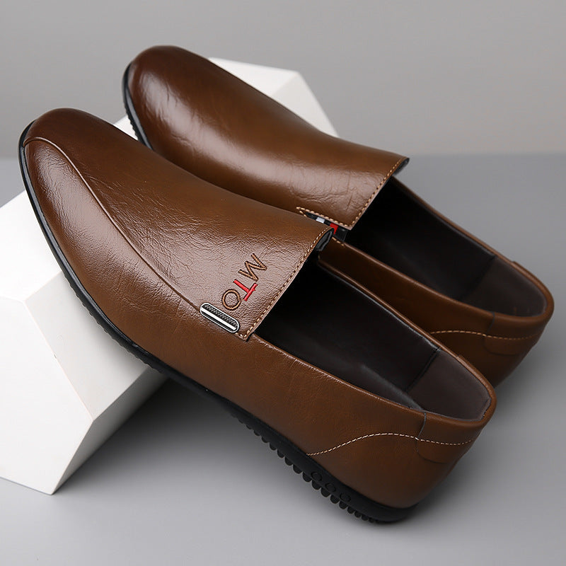 Herren Eleganter Lederoptik-Slipper mit flexibler Noppen-Gummisohle Echoarhiv
