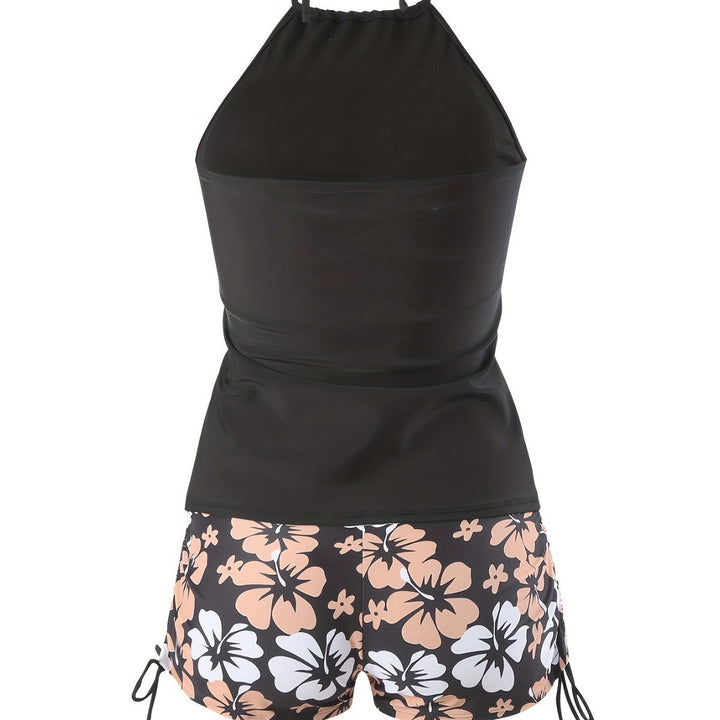 Damen Tankini-Set mit lässigem Oberteil und hoch taillierten Shorts Echo Archiv