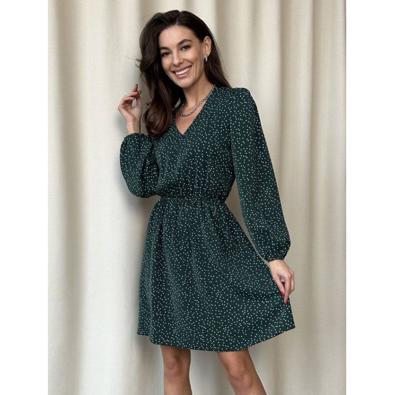 Damen Minikleid mit elegantem V-Ausschnitt und voluminösen Ärmeln Echo Archiv