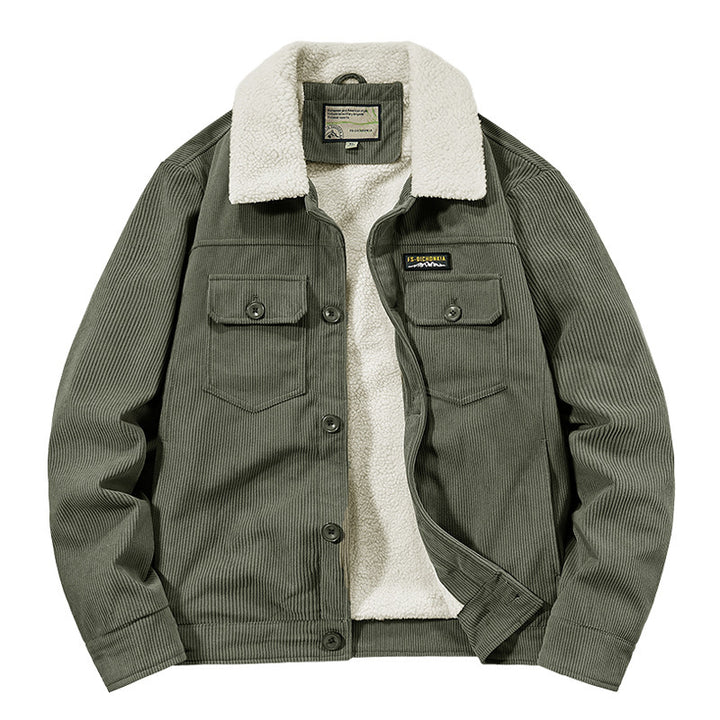Herren Cordjacke im Truckerstil mit Teddyfutter und aufgesetzten Brusttaschen Echoarchiv