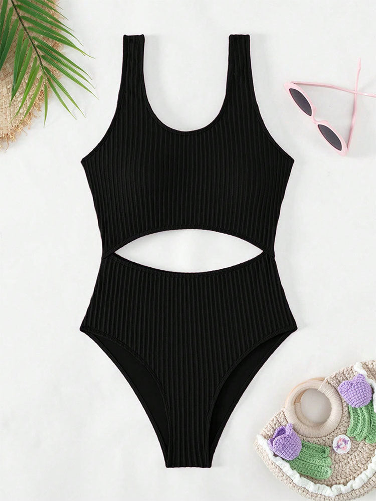 Damen Einteiler Badeanzug mit modernem Cut-Out und strukturiertem Design Echo Archiv