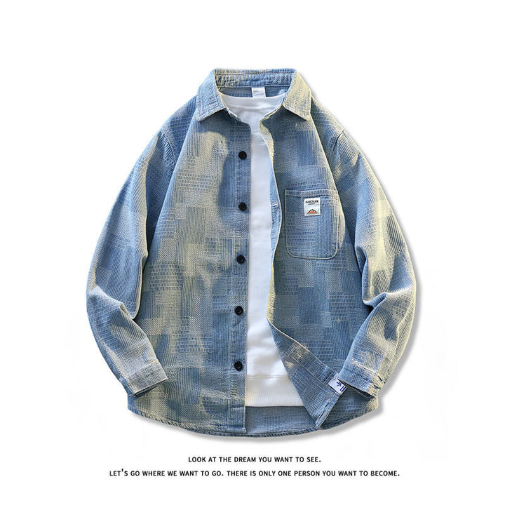 Herren Strukturierte Overshirt‑Hemdjacke aus Cord mit aufgesetzter Brusttasche Echo Archiv
