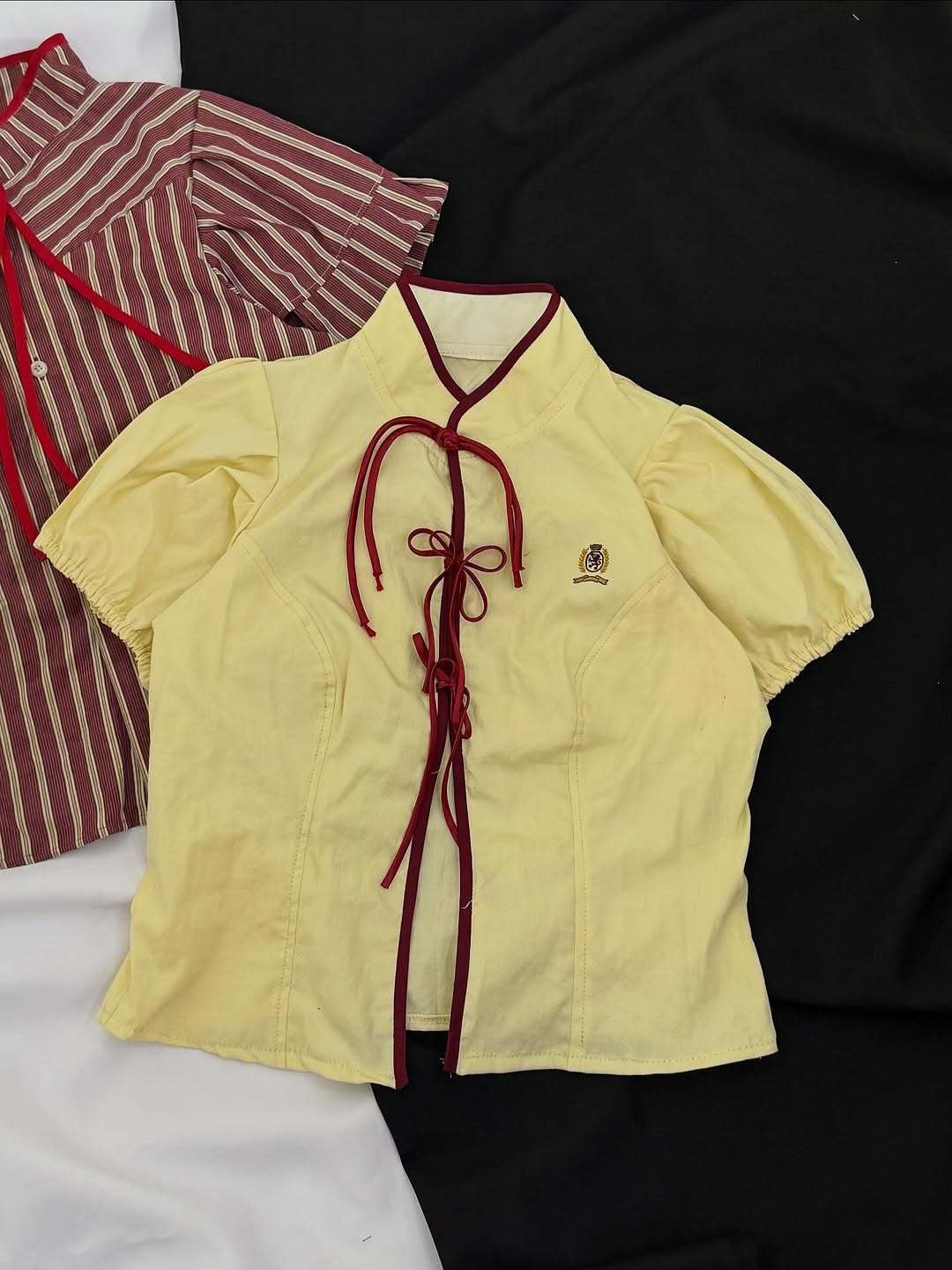 Damen Modische Bluse mit hochgeschlossenem Kragen und dekorativen Rüschen Echo Archiv