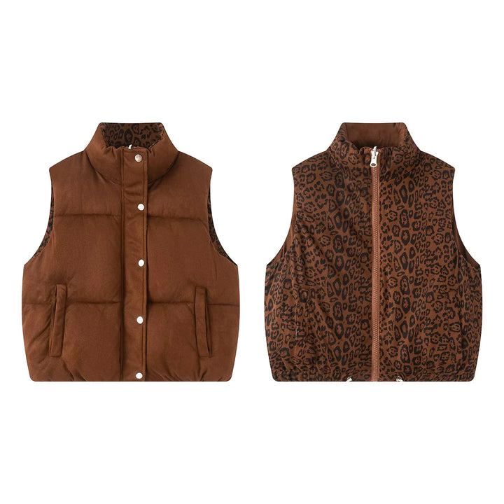 Damen nan gesteppte Steppweste mit hohem Kragen und Leo-Innenfutter Echo Archiv