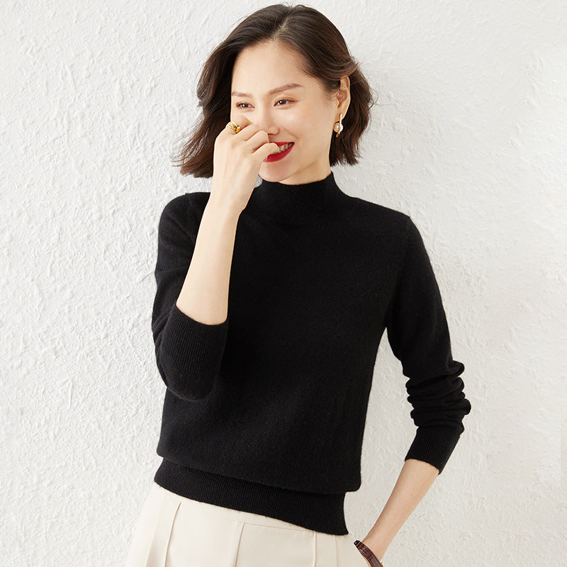 Damen Luxuriöser Kaschmir-Feinstrickpullover mit Stehkragen Echoarchiv