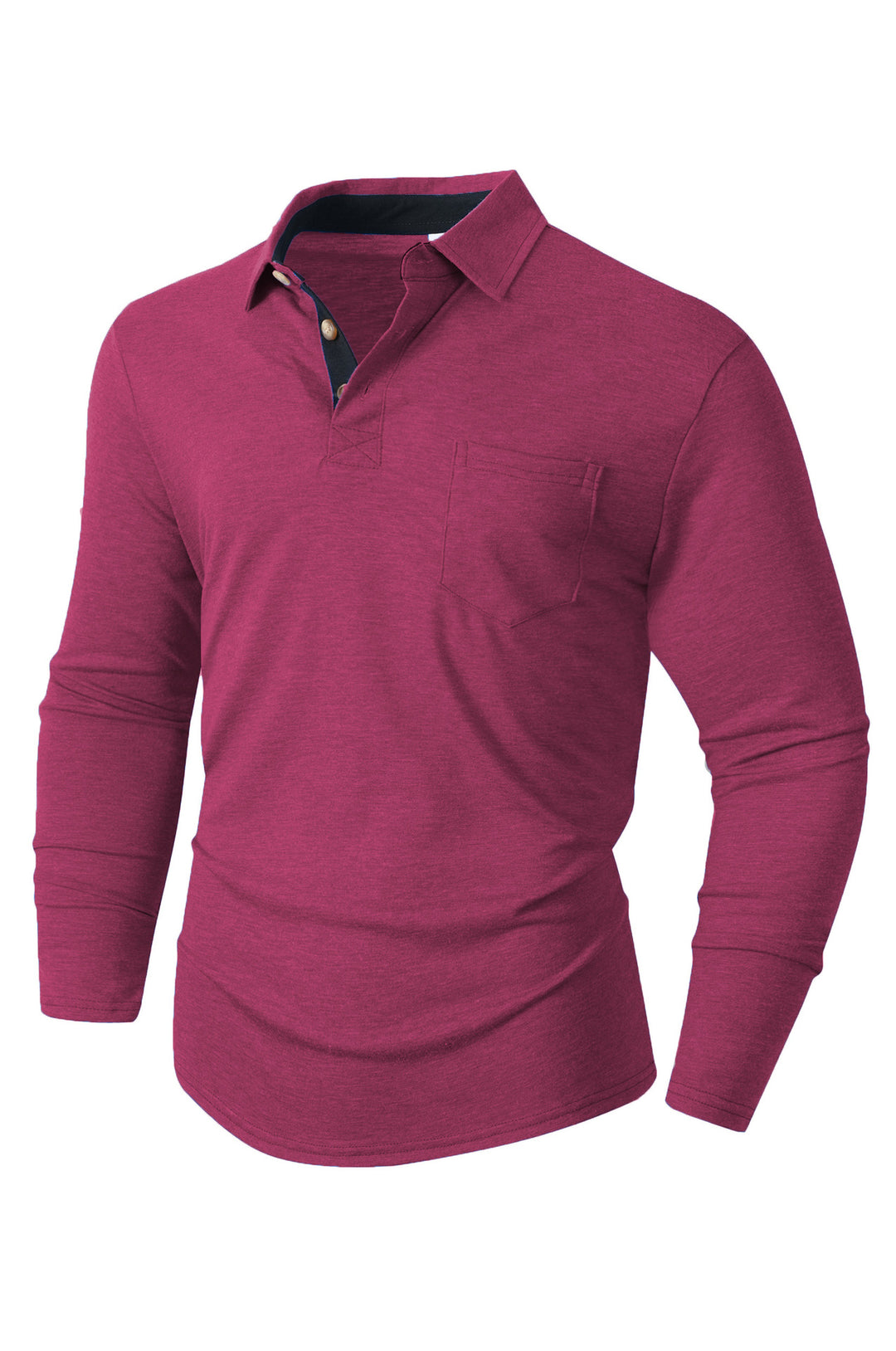 Herren elegantes Langarm Poloshirt mit modernem Kragen und leichtem Stretch Echoarchiv