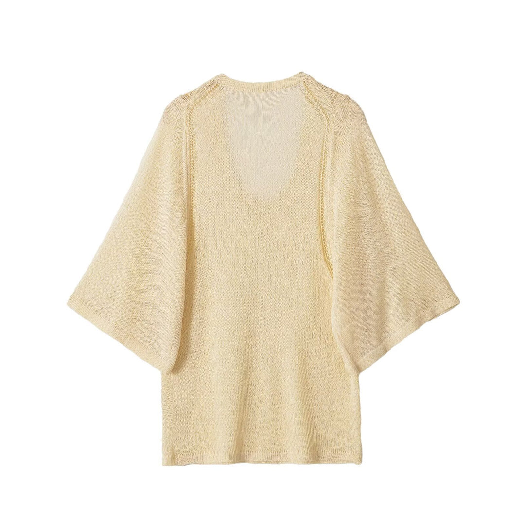 Damen Leichter Strickponcho mit weitem Arm und U-Ausschnitt Echo Archiv