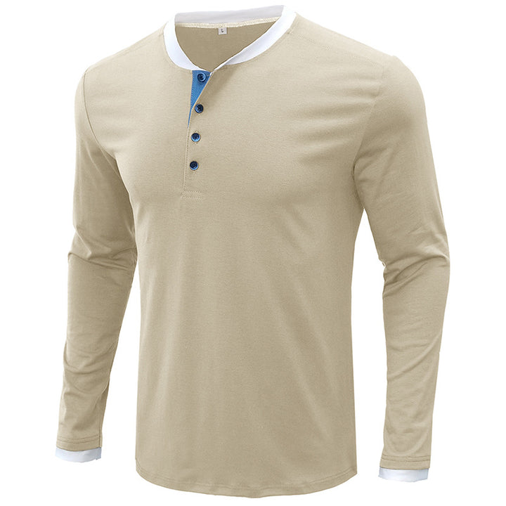 Herren Langarm-Henley-Shirt mit einzigartigem Farbdetail Echoarchiv
