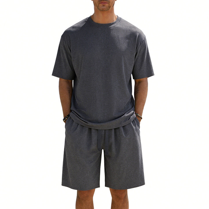 Herren nan Kurzarmshirt- und Bermudakombination aus geripptem Jersey mit elastischem Tunnelzugbund Echo Archiv