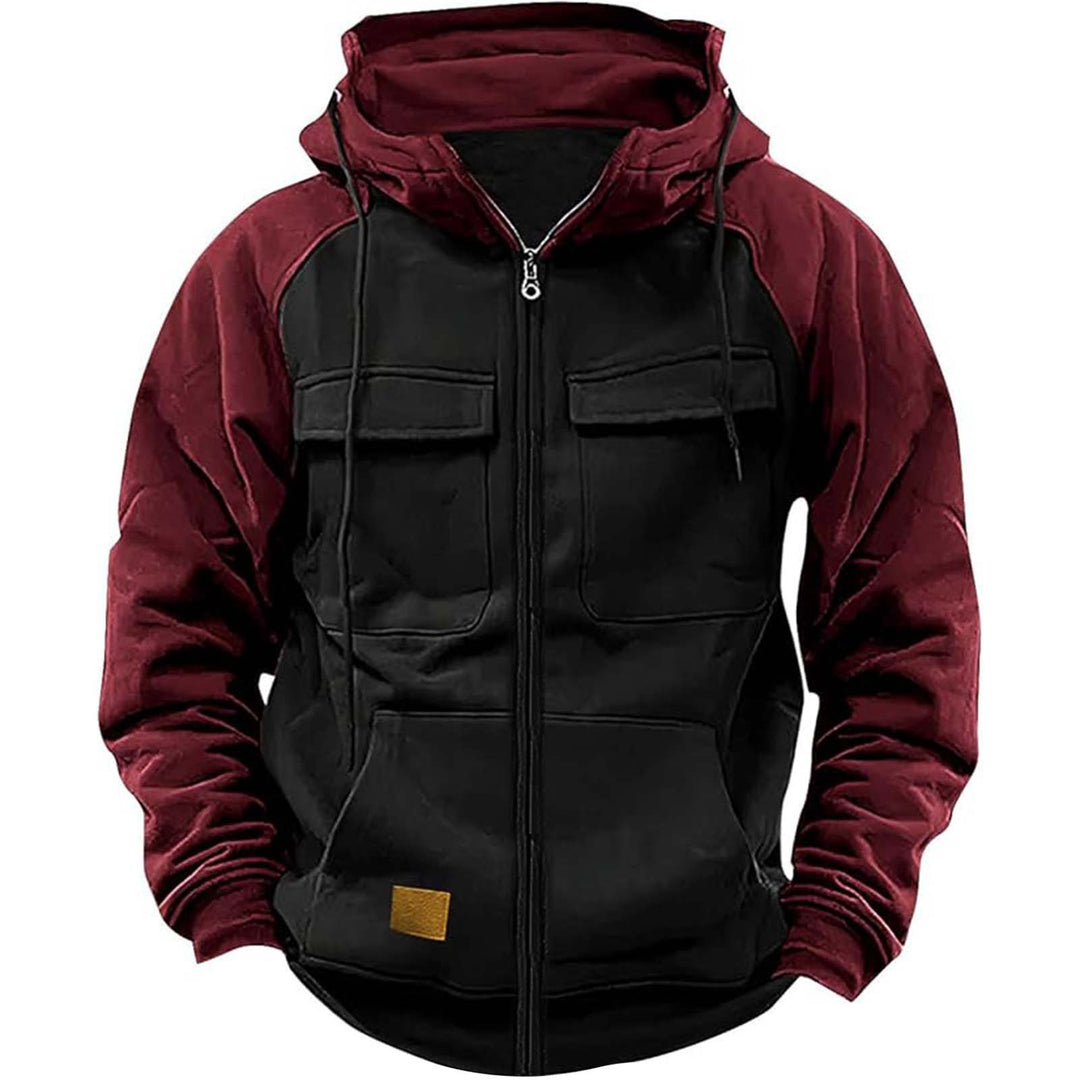 Herren nan Utility-Kapuzenjacke mit Materialmix, Brusttaschen und Reißverschluss Echo Archiv