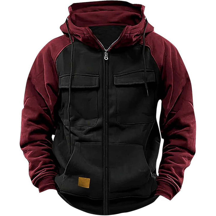Herren nan Utility-Kapuzenjacke mit Materialmix, Brusttaschen und Reißverschluss Echo Archiv