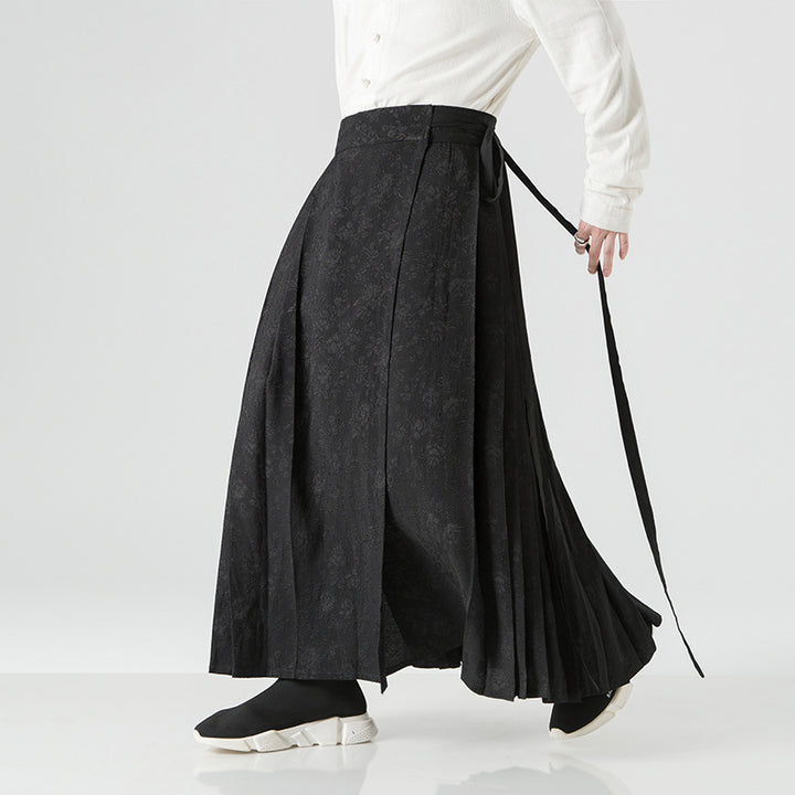 Damen nan Maxi-Rock mit breitem Taillenbund ornamentaler Bordüre und plissierten Falten Echo Archiv