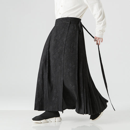 Damen nan Maxi-Rock mit breitem Taillenbund ornamentaler Bordüre und plissierten Falten Echo Archiv