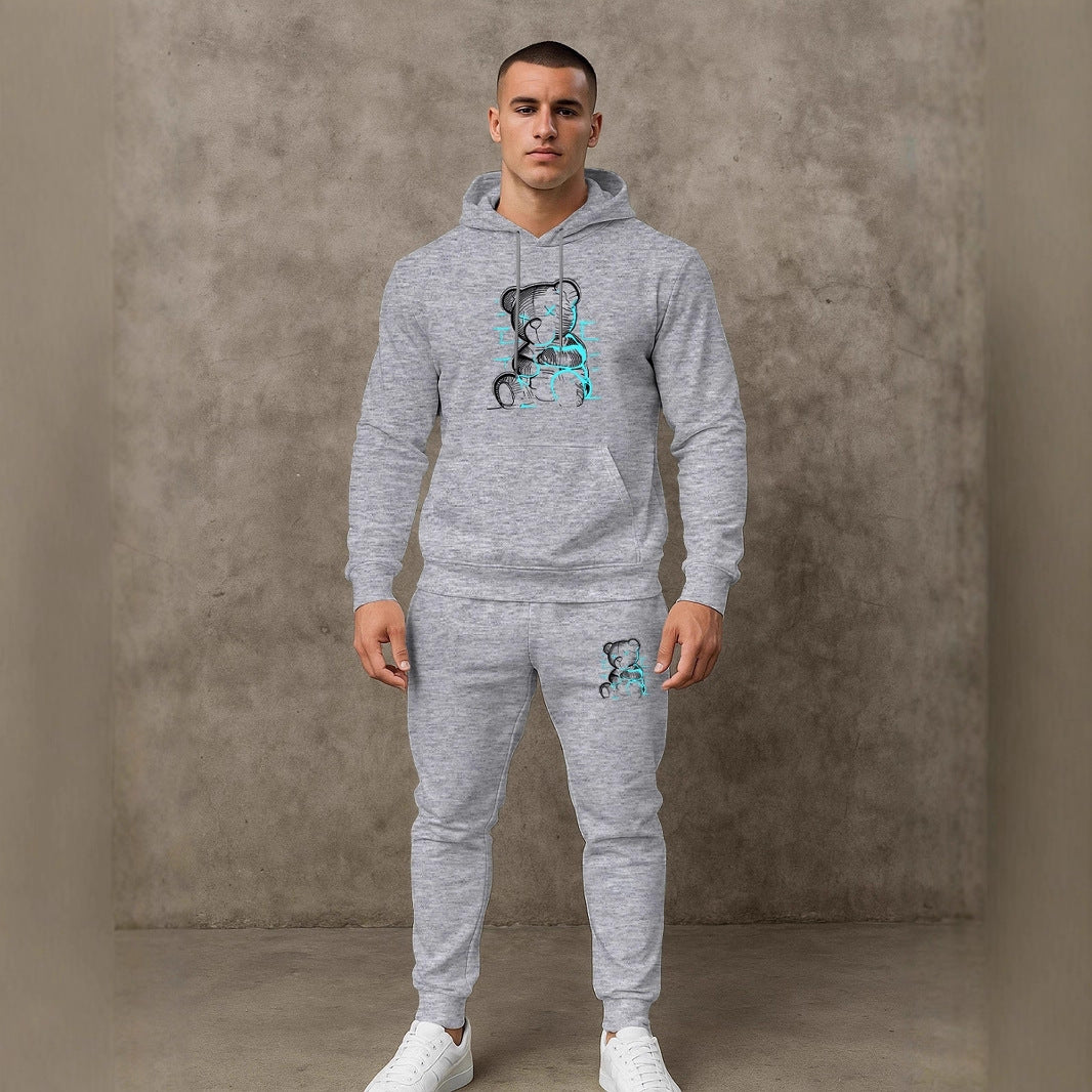 Herren bequemer Hoodie und Jogginghose Set mit einzigartigem Grafikdruck Echoarchiv