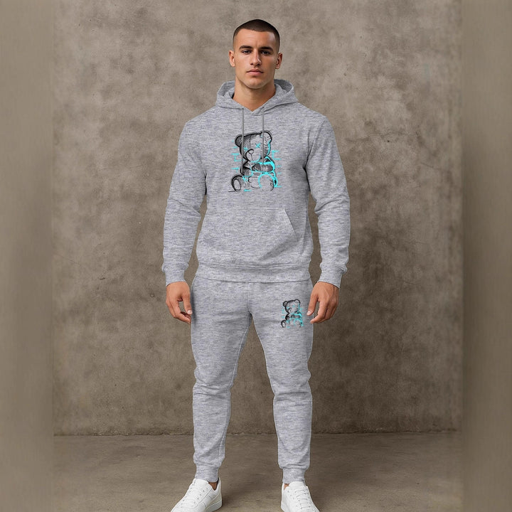 Herren bequemer Hoodie und Jogginghose Set mit einzigartigem Grafikdruck Echoarchiv