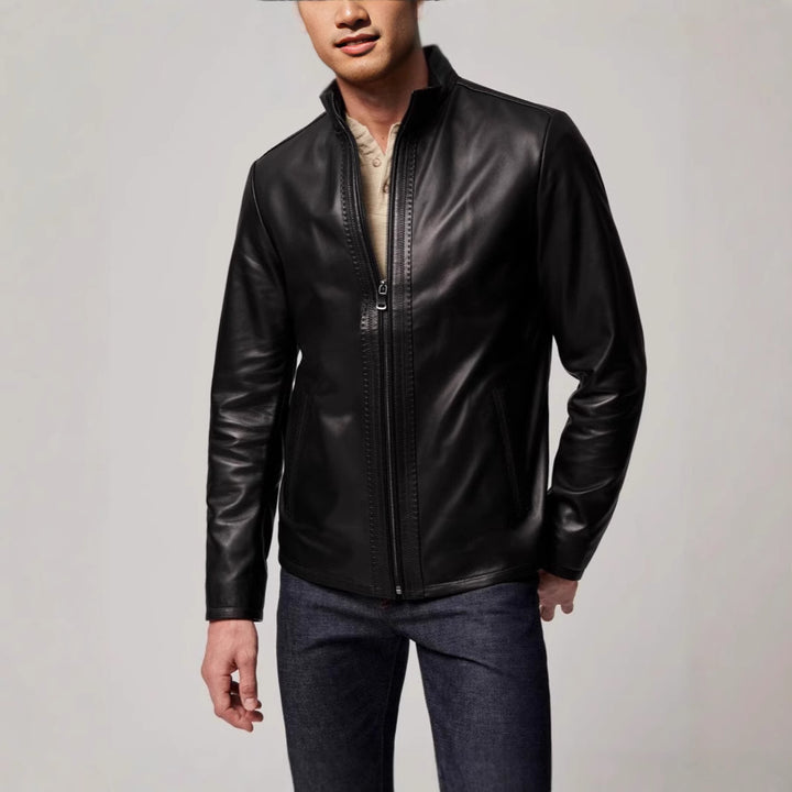Herren elegante Lederjacke mit sportlichem Reißverschluss Echoarchiv