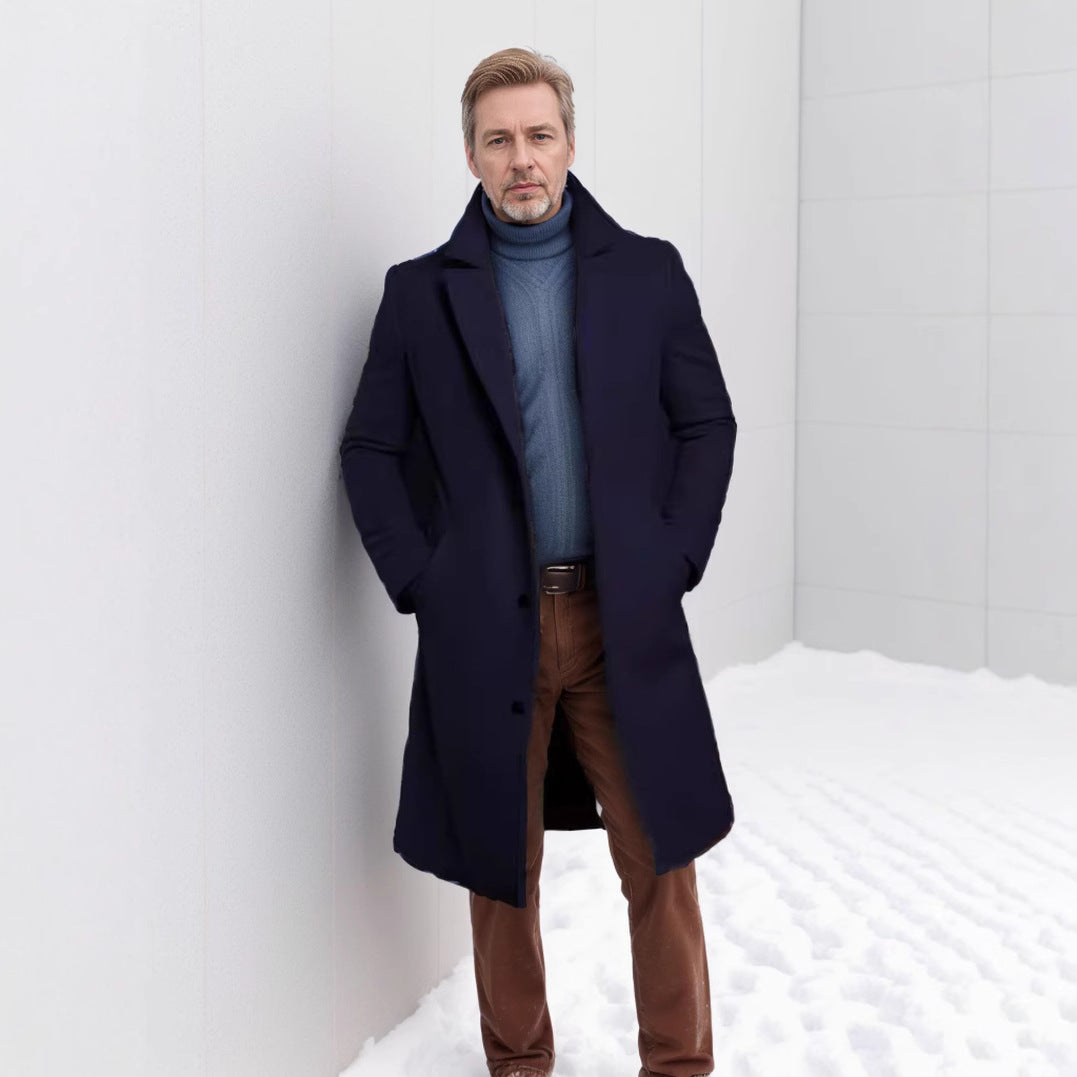 Herren nan langer Wollmixmantel mit Boucléstruktur, taillierter Silhouette und klassischem Revers Echo Archiv