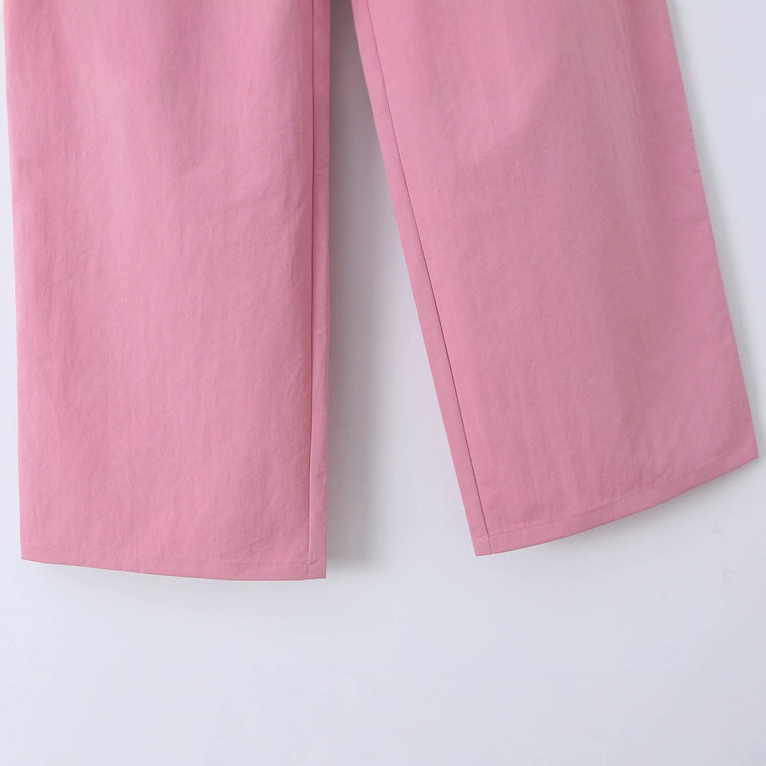 Damen weite Highwaist-Hose mit Bügelfalte, Bundfalten und geradem Bein – Avélisse