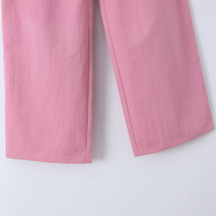 Damen weite Highwaist-Hose mit Bügelfalte, Bundfalten und geradem Bein – Avélisse