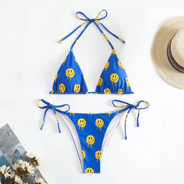 Damen Triangel-Bikini mit fröhlichem Smiley-Muster Echo Archiv