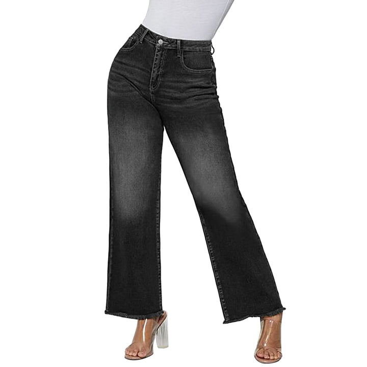 Damen nan weite knöchellange Jeans mit hohem Bund und rohem Saum Echo Archiv