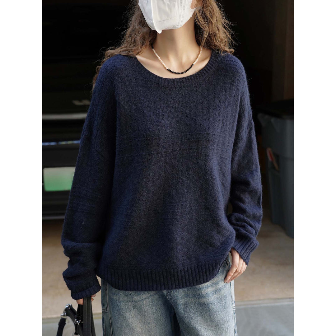 Damen Weicher Mohair-Optik Oversize-Pullover mit U-Boot-Ausschnitt Echoarchiv