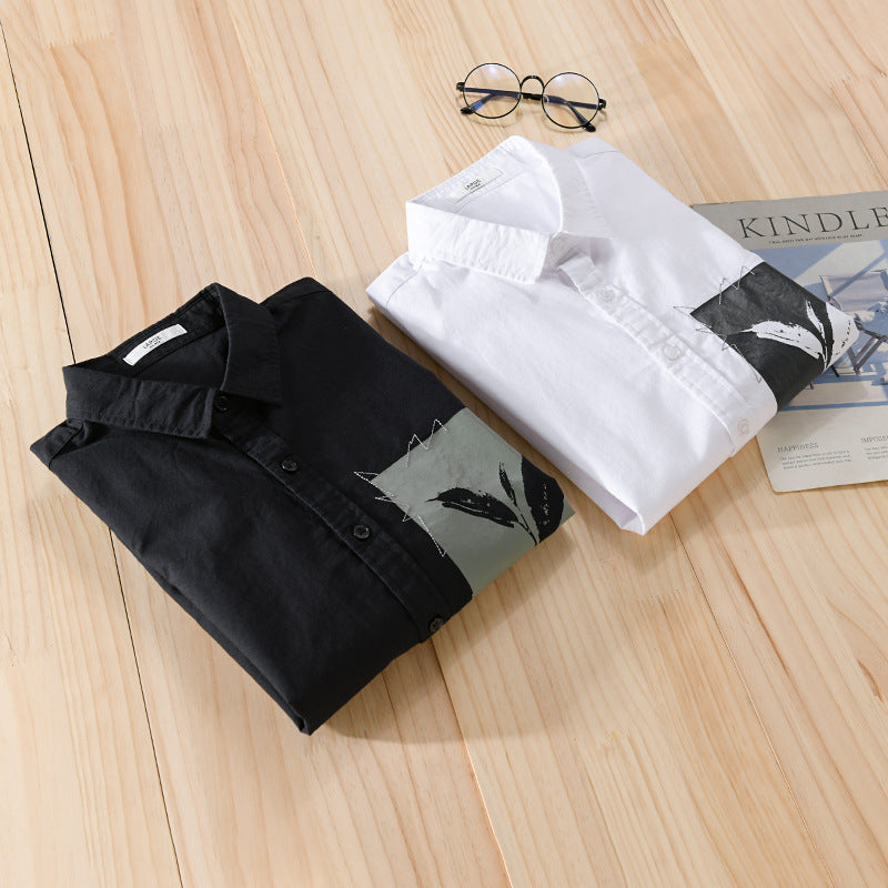 Herren Overshirt-Hemd mit Print-Patch und integriertem T-Shirt Echoarchiv