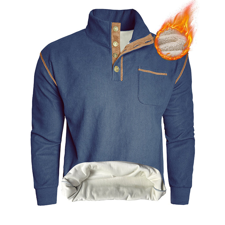 Herren bequemer Stehkragenpullover mit Brusttasche Echoarchiv