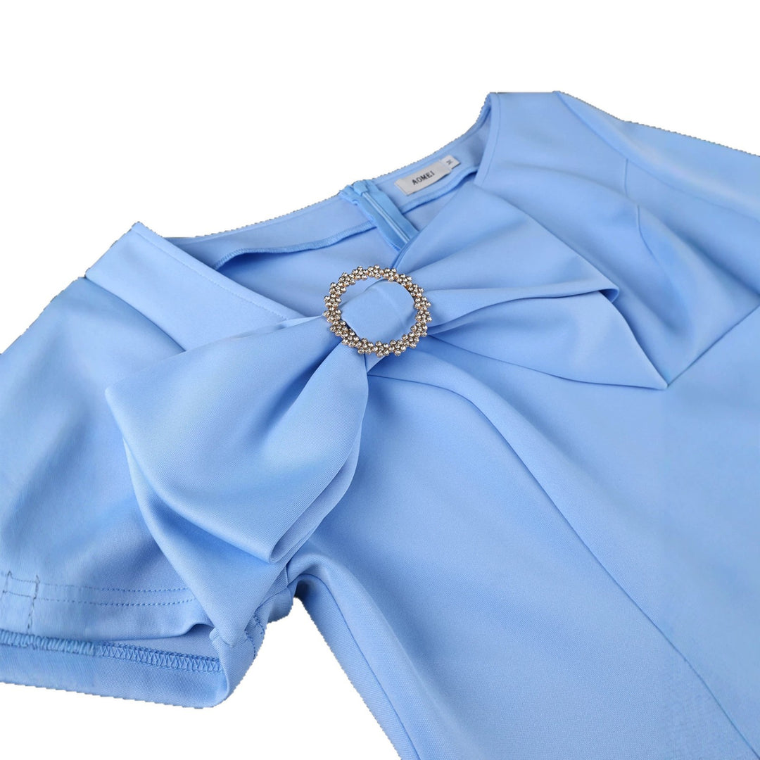 Damen figurbetontes Kleid mit großem Schleifenakzent Echo Archiv