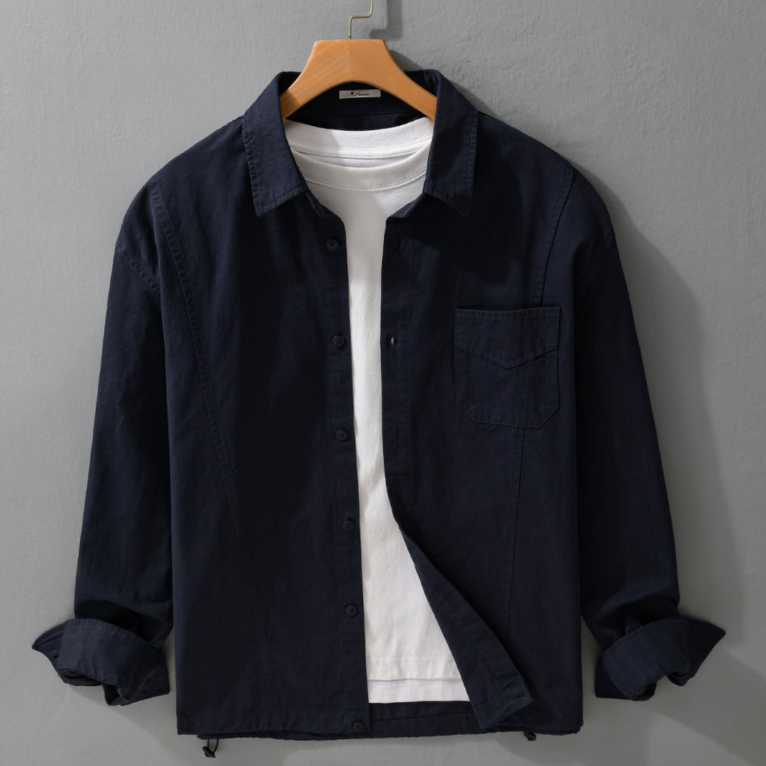 Herren Leichtes Overshirt-Jackett aus Baumwollmix mit aufgesetzter Brusttasche Echoarchiv