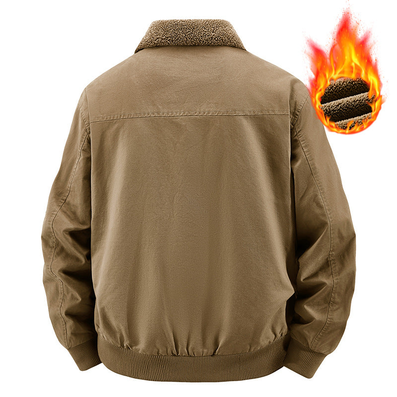 Herren Thermo-Bomberjacke im Vintage-Stil mit Teddyplüsch-Futter und Mehrfach-Taschen Echo Archiv