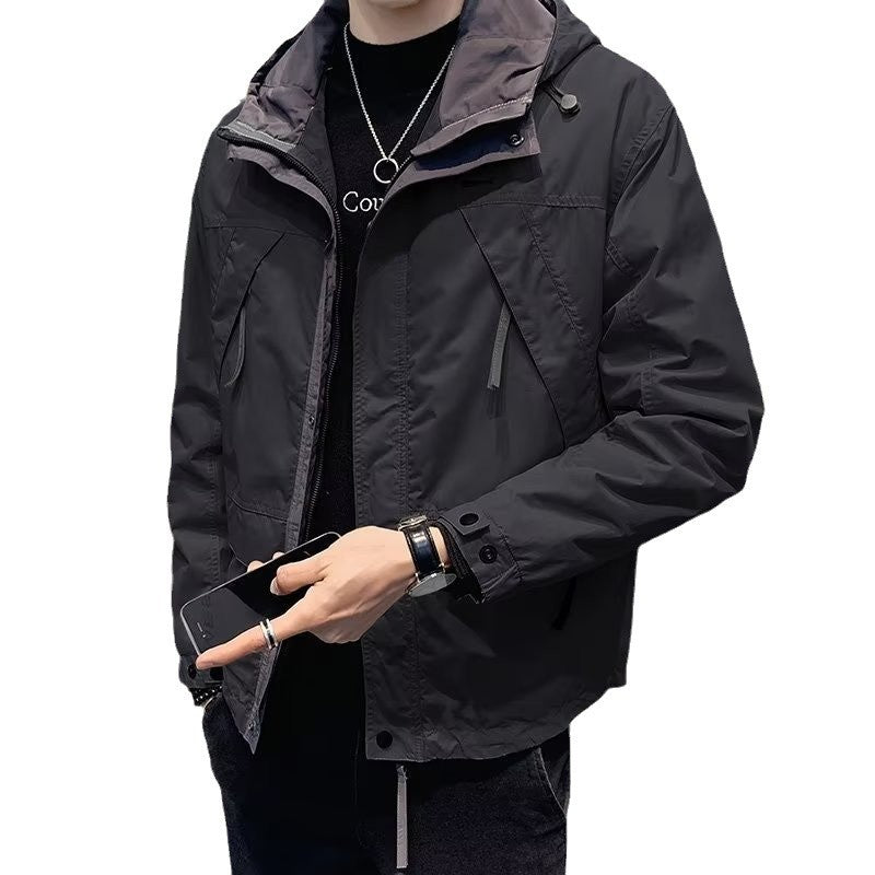 Herren Leichte Funktionsjacke mit Kapuze, wasserabweisender Mikro-Finish und Multifunktions-Taschen Echoarchiv