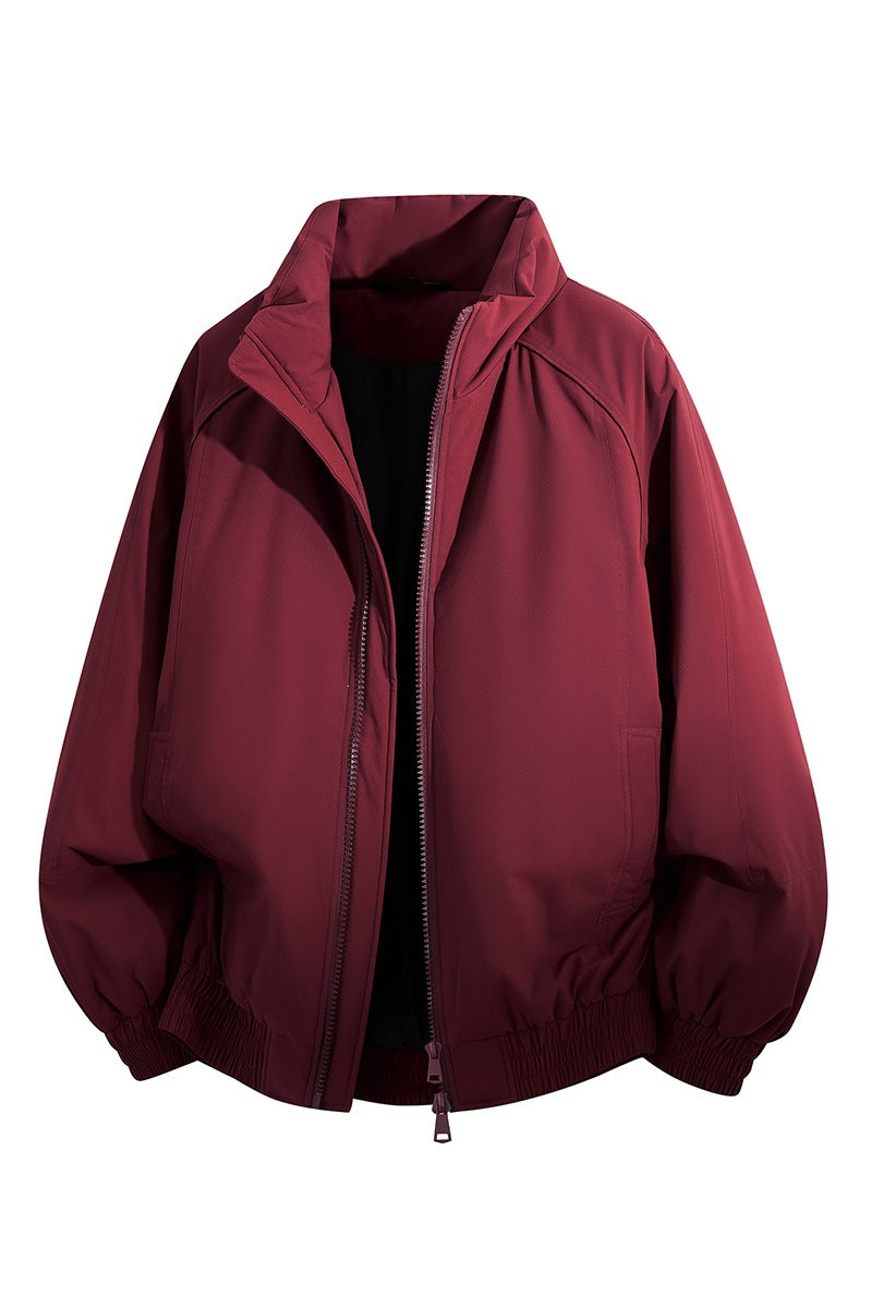 Unisex Oversize-Bomberjacke mit Stehkragen, elastischem Saum & wattierter Fütterung Echoarchiv