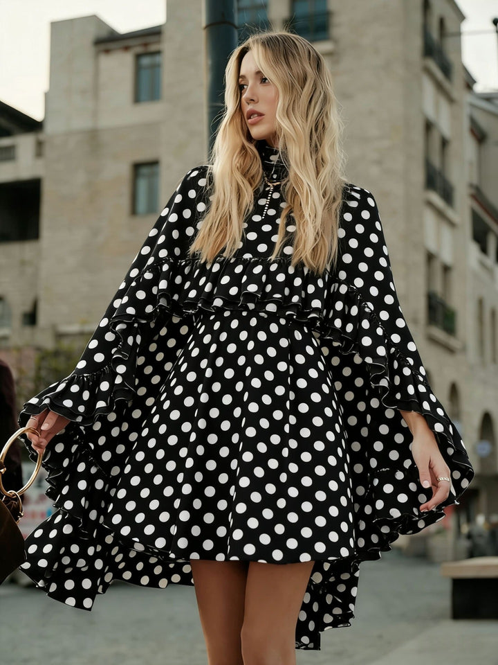 Damen romantisches Chiffonkleid mit Volants und weitem Saum Echo Archiv