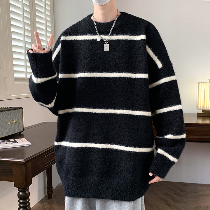 Unisex Oversized Strickpullover mit gestreiftem Design Echoarchiv