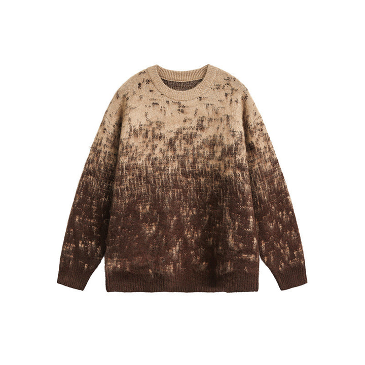 Unisex Oversize Grobstrickpullover mit sanftem Farbverlauf und Rundhalsausschnitt Echoarchiv